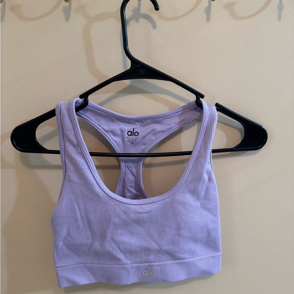 ALO Yoga Lilac Ribbed Sports Bra